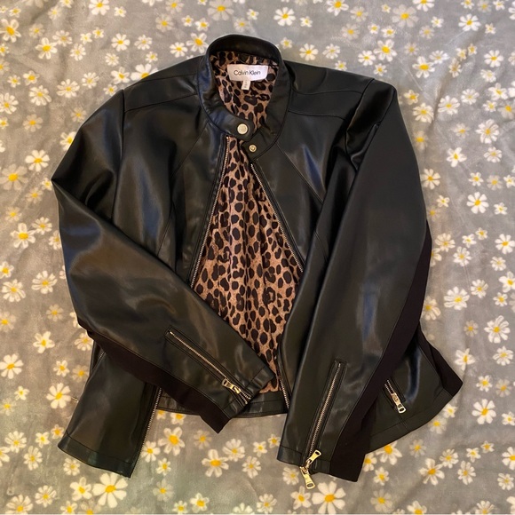 Calvin Klein Black Leather Moto Jacket - Picture 8 of 8